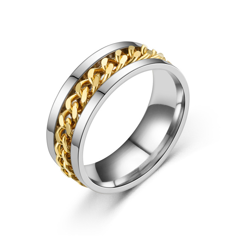 Кольцо с цепочкой золотой R18 #1
