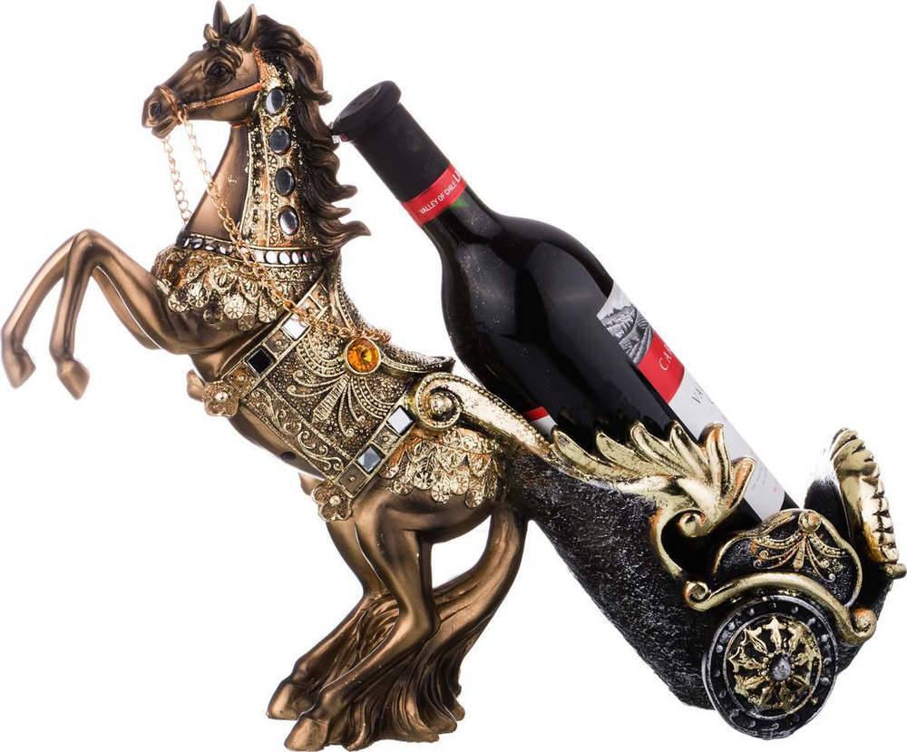 Подставка под бутылку / держатель для бутылки "Лошадь" 40,5 х 15 х 32,5 см, серия МАХАРАДЖИ, декор для #1