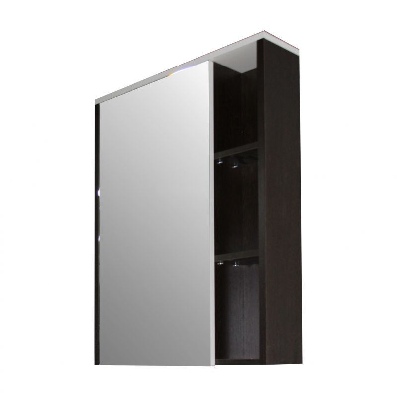 Шкаф навесной "БОСКО-65" с зеркалом, бел./венге(ПВХ) #1