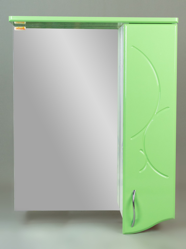 Зеркало-шкаф BESTEX Сфера без светильника, 55x17x72, правый, навесной, салатовый металлик  #1