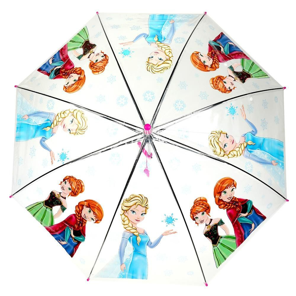 Зонт детский полуавтомат Фрозен 50 см прозрачный со свистком, Играем вместе  #1