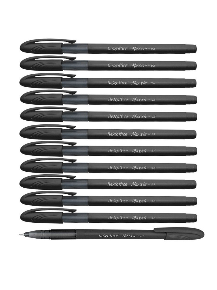 Ручка шариковая черная на масляной основе FlexOffice Maxxie 0,5мм набор 12 штук  #1