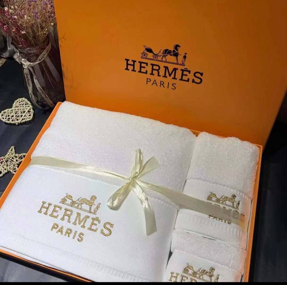 Hermes Набор полотенец для лица, рук или ног, Хлопок, 70x140, 35x75, 35x35 см, белый, 3 шт.  #1