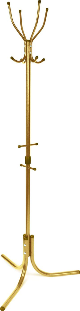 Вешалка напольная металлическая ВК4 для одежды в прихожую 8 крючков, 1800x600 мм. Цвет: золотой.  #1