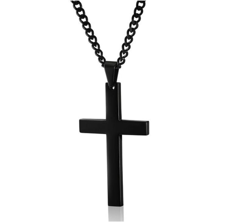 Подвеска "Одинокий малый черный крест" на цепочке (4,3 x 2,5 см)  #1