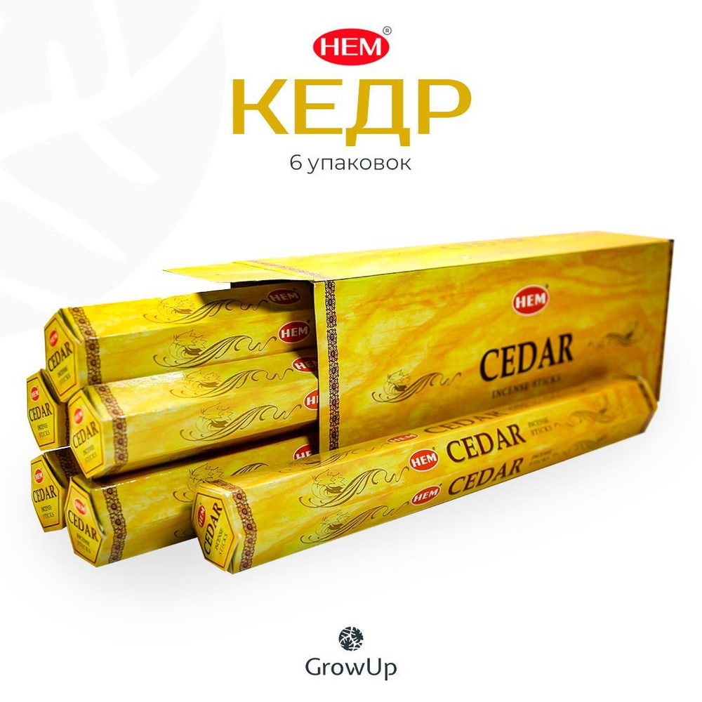 HEM Кедр - 6 упаковок по 20 шт - ароматические благовония, палочки, Cedar - Hexa ХЕМ  #1