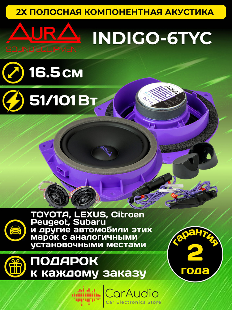 Акустическая система Aura INDIGO-6TYC / 6.5" (16.5 см) / комплект 2 шт./ в штатные места автомобилей: #1