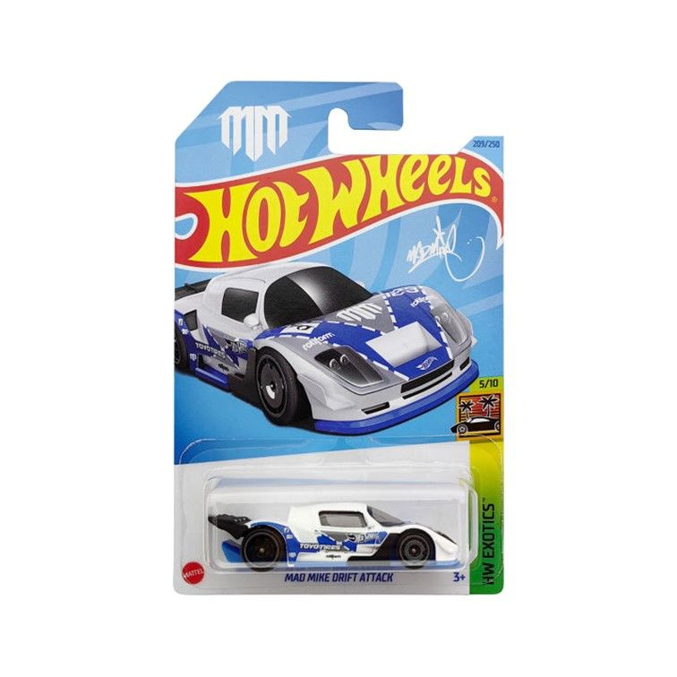 HKG58 Машинка металлическая игрушка Hot Wheels коллекционная модель Mad Mike Drift Attack белый;синий #1