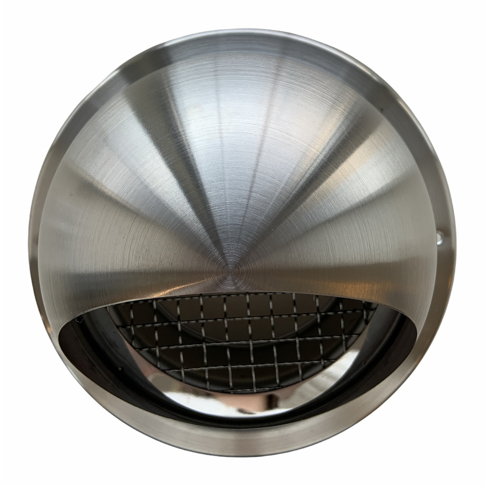 Решетка вентиляционная круглая d125 мм нержавеющая сталь с козырьком КИВ-125 с сеткой  #1