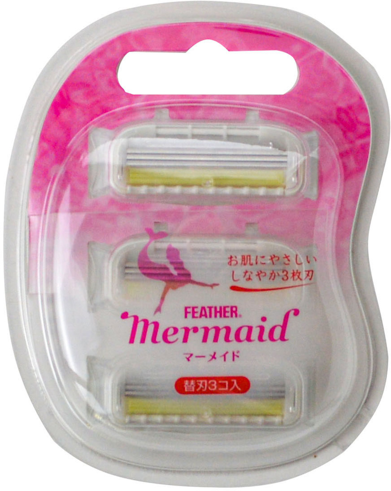 FEATHER Запасные кассеты с тройным лезвием для станка Mermaid Rose Pink, 3 шт.  #1