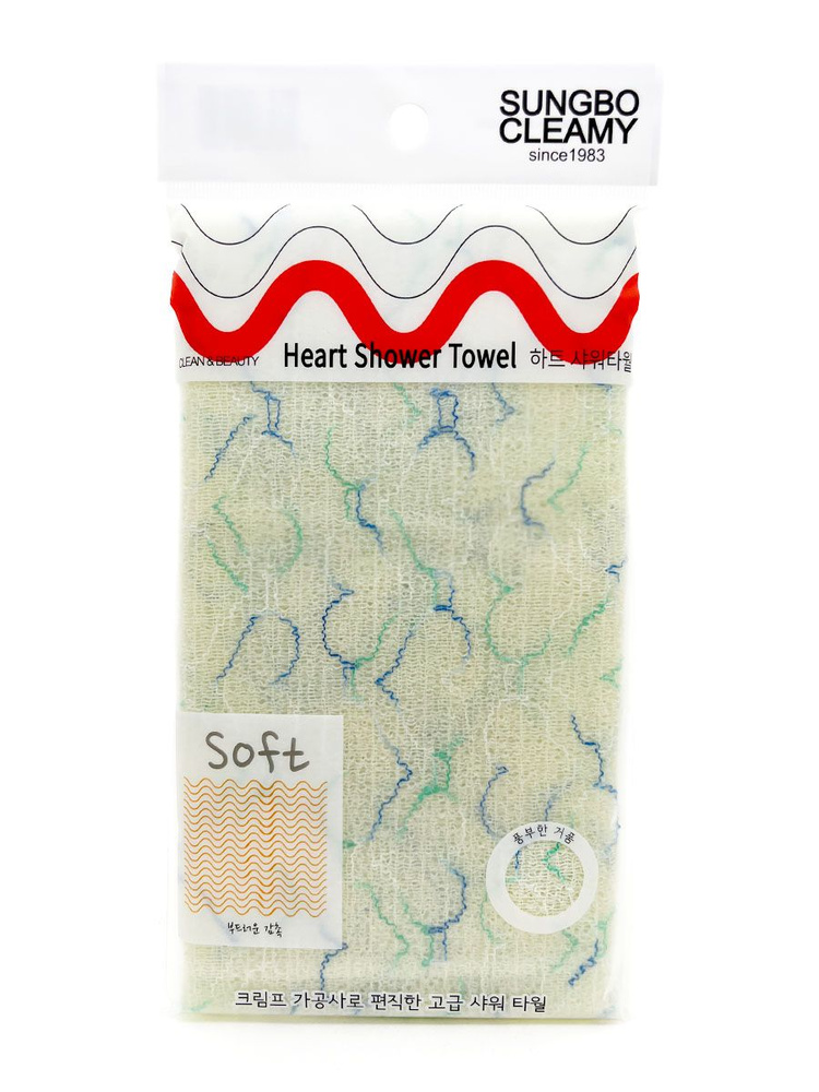 Sungbo Cleamy Мочалка для тела с плетением "Сетка" и рисунком средней жесткости универсальная, для бережного #1