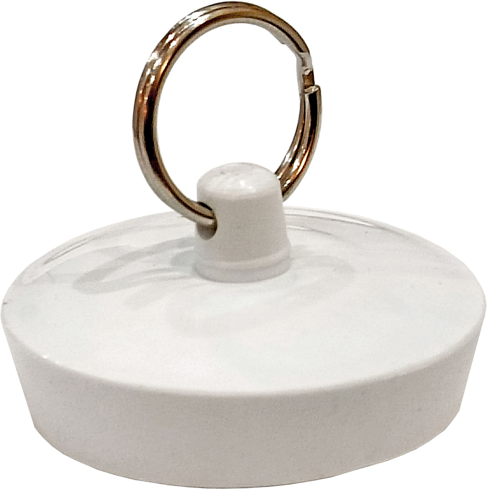 Пробка для ванны 45 мм белая с металлическим кольцом #1