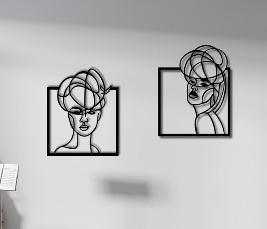 Панно набор, коллаж 70х40 см "Эстетика Девушка Фигура" декоративное настенное чёрное, декор на стену, #1