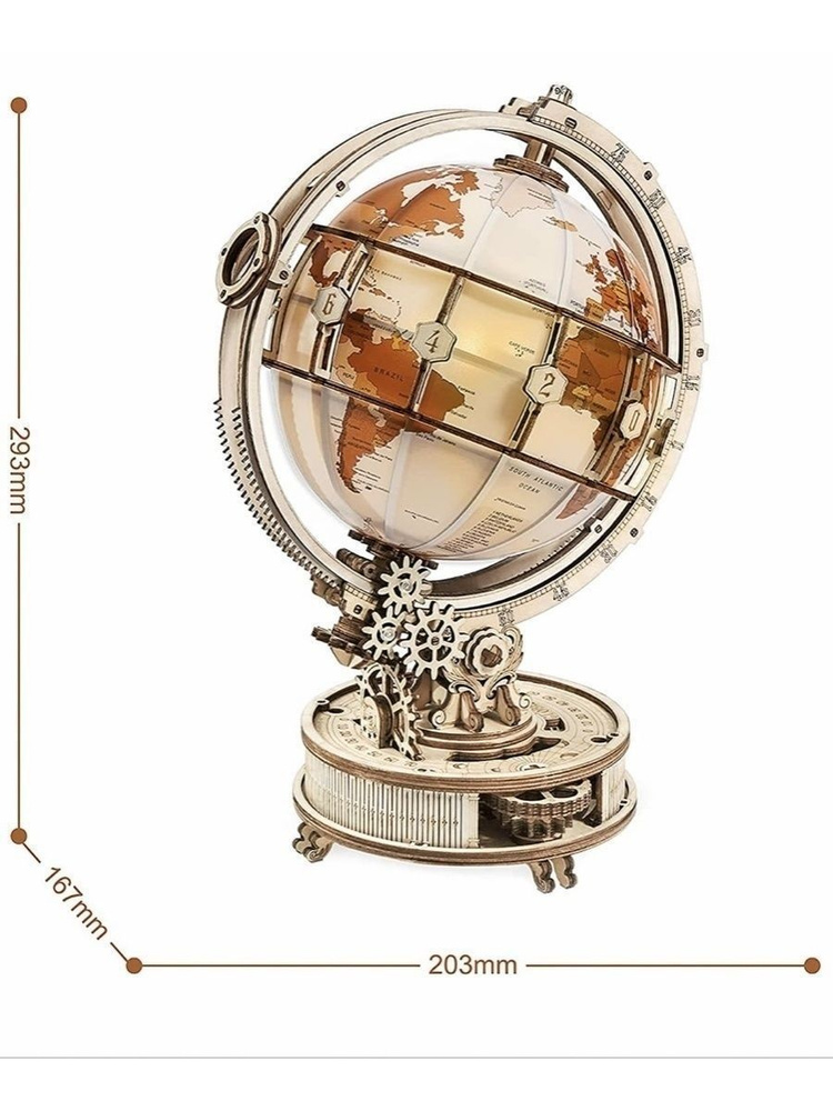 Деревянный конструктор Robotime Luminous globe Глобус-ночник #1