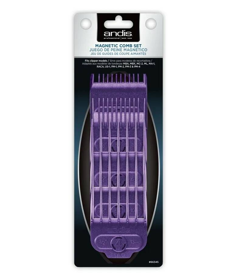 Комплект универсальных насадок для машинок для стрижки волос на магнитах (5 шт) Andis Фиолетовый  #1