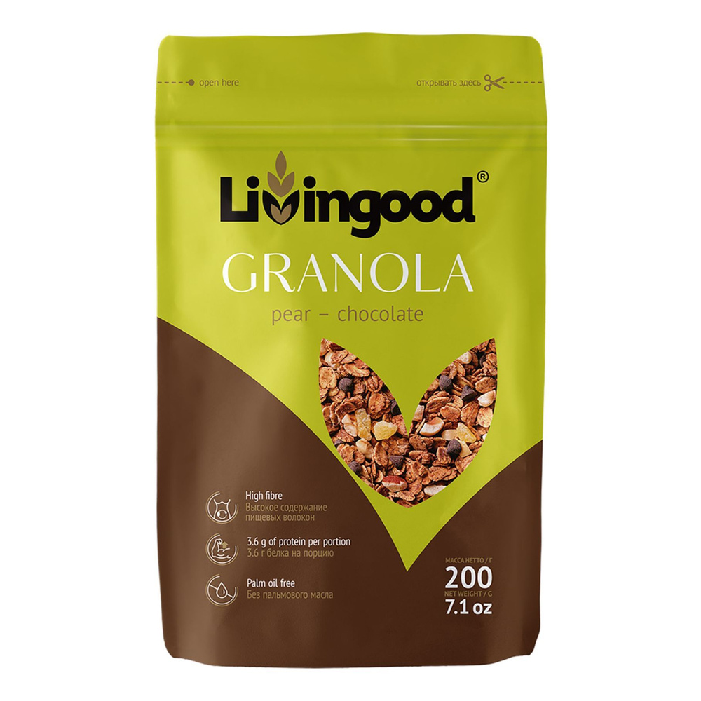 Гранола Livingood груша-шоколад 200 г #1