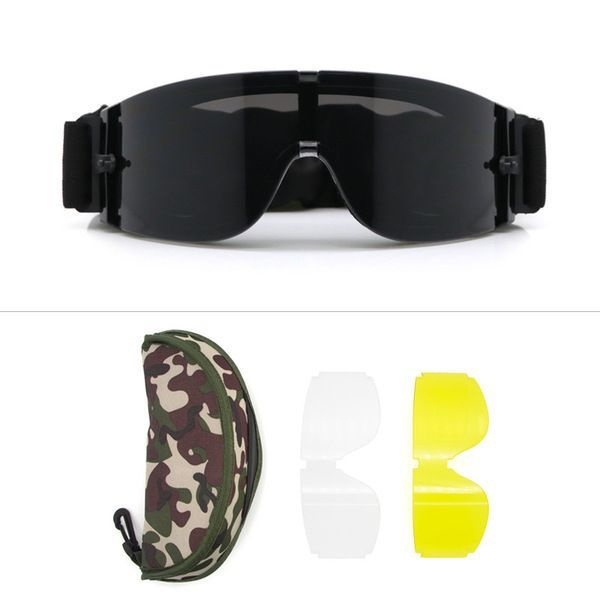 Тактические очки/тактическая маска с 3 сменными линзами в чехле  #1