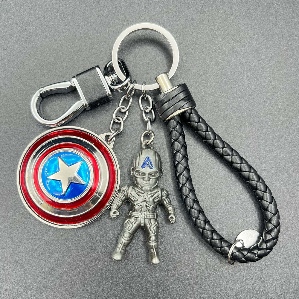 Брелок для ключей "Капитан Америка" с карабином (цвет: темное серебро)  #1