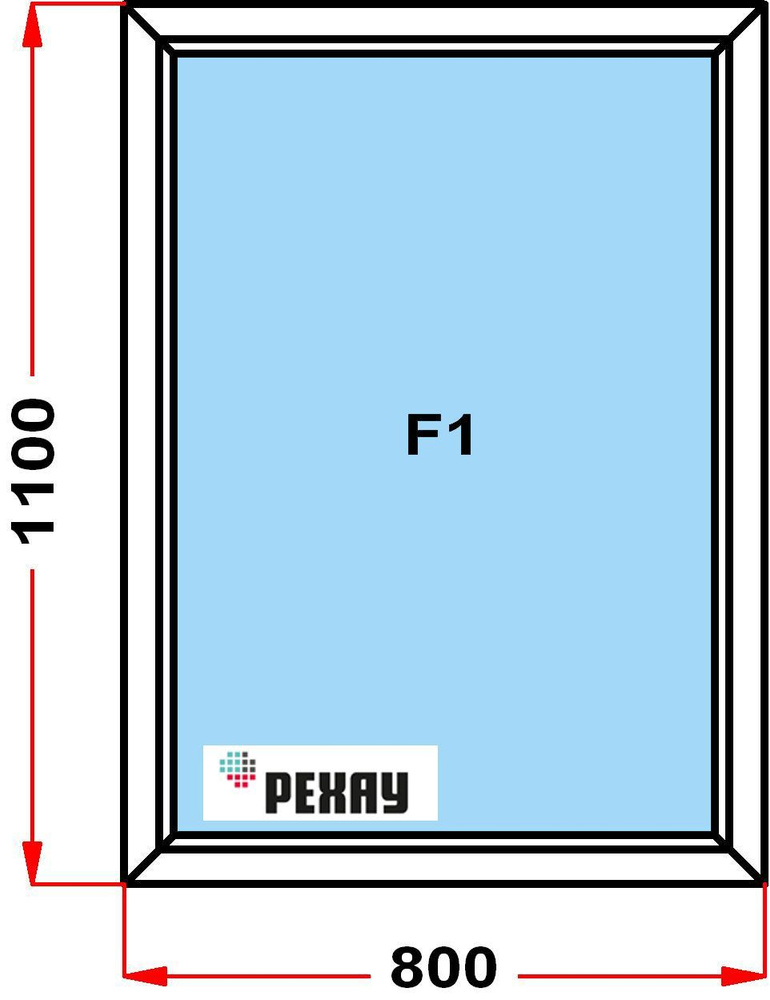 Окно пластиковое, профиль РЕХАУ BLITZ (1100 x 800), не открывающееся, стеклопакет из 2х стекол  #1