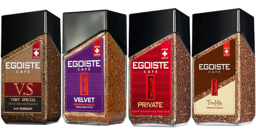 Растворимый кофе Egoiste набор (V.S. 100 гр. + Velvet 95 гр. + Private 100 гр.+ Truffle 95 ст.), по 1 #1