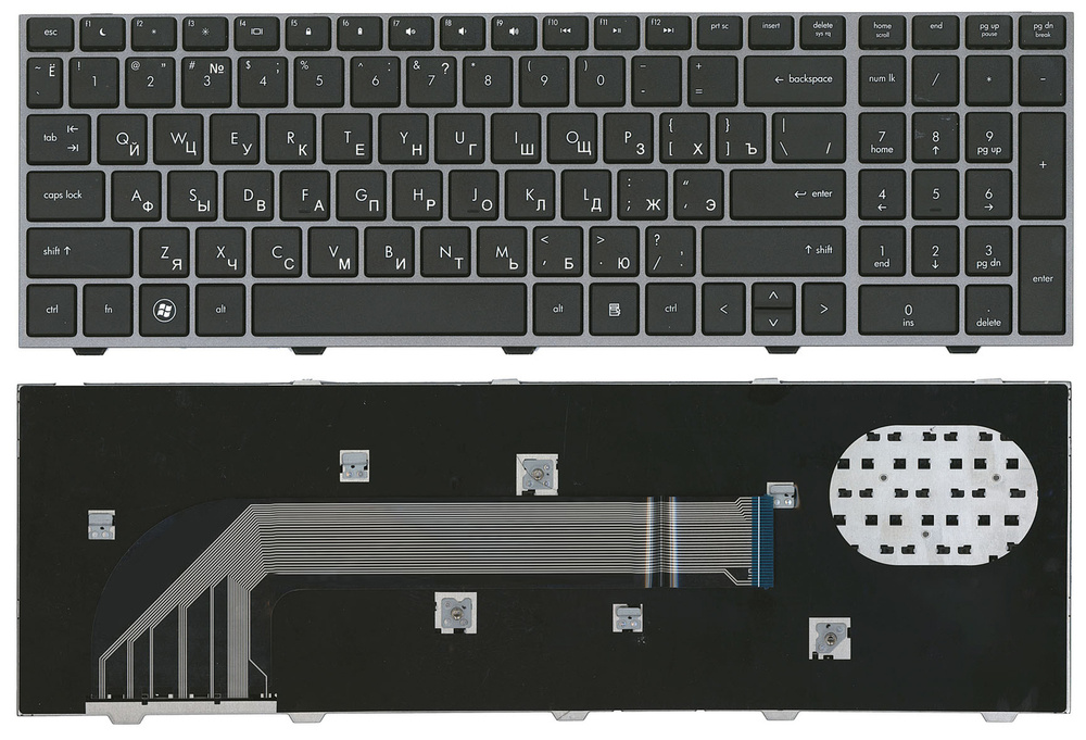Клавиатура для ноутбука HP ProBook 4540S 4545S черная с серой рамкой  #1
