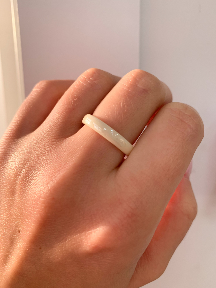 Кольцо керамика 4 мм Керамическое кольцо жемчужный слоновая кость 21  #1