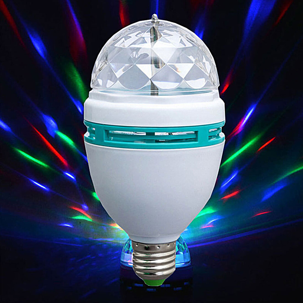 Диско-лампа диско-шар вращающаяся в розетку с выключателем с переходником Е27  #1