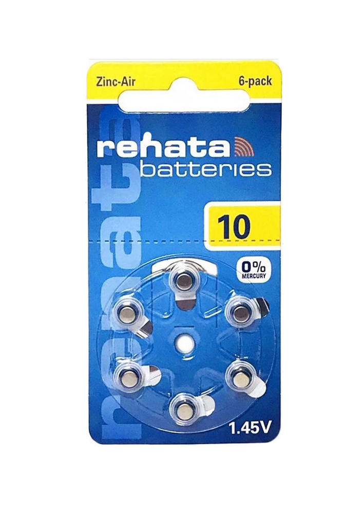 Батарейки для слухового аппарата Renata ZA10/PR70 1.4В 6шт #1