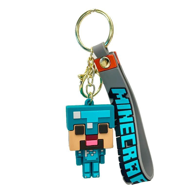 Брелок резиновый для ключей Minecraft (Diamond Steve) #1