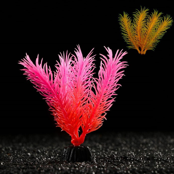 Растение искусственное аквариумное, светящееся, 10 см, красное  #1