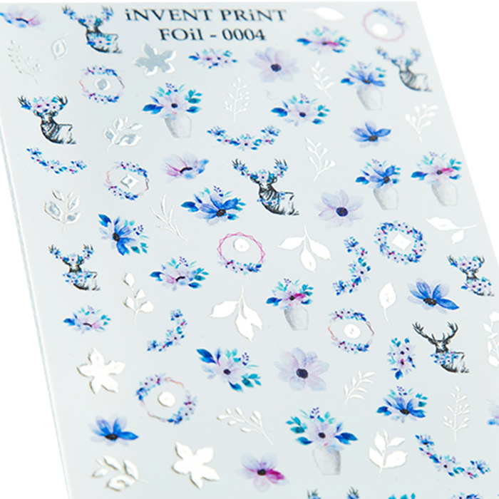 iNVENT PRiNT блестящие водные наклейки для ногтей Цветы Веточки F-004  #1