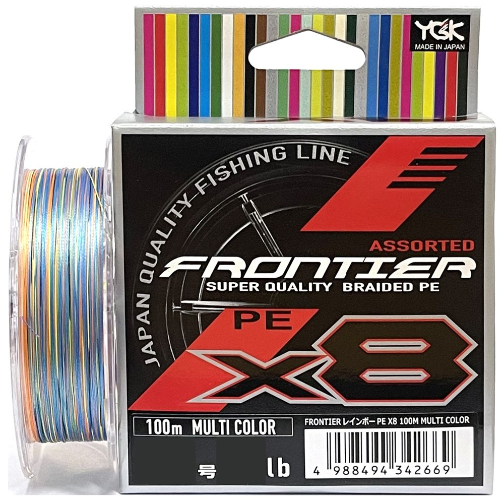 Шнур YGK FRONTIER ASSORTED X8 100м (мультиколор) #0.6/0.128мм 6lb/2.7кг #1