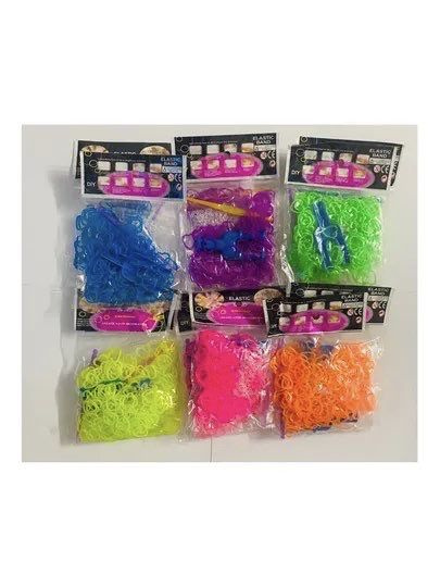 Набор резинок для плетения 6 цветов 2400 штук / Форма Сердце  #1
