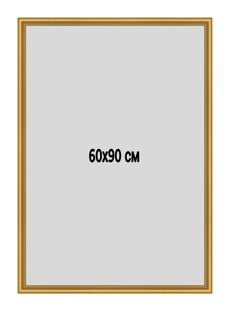 Фоторамка металлическая (алюминиевая) золотая для постера, фотографии, картины 60х90 см. Рамка для зеркала. #1