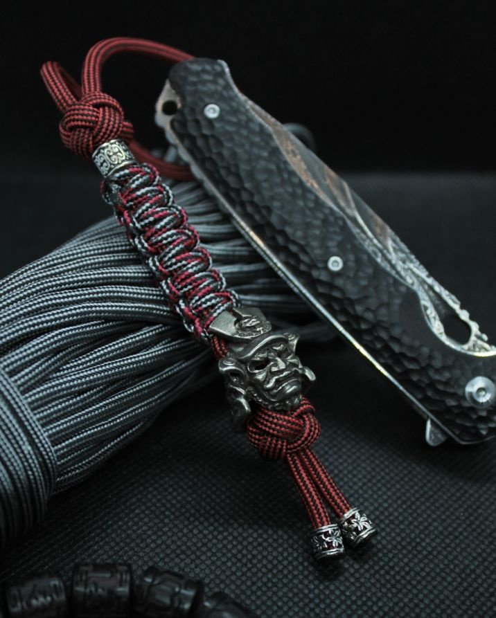 Темляк для ножа из паракорда с бусиной "Самурай-Сегун" / брелок для ключей  #1