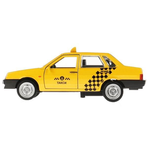 Машинка для мальчика металлическая ВАЗ-21099 "СПУТНИК" Такси 12 см, желтый, Технопарк  #1