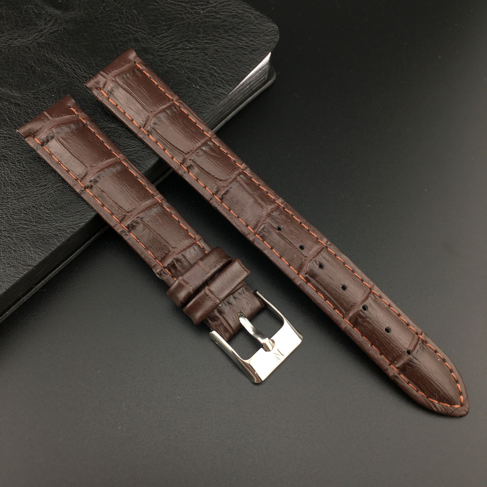 Ремешок для часов кожаный 16 мм коричневый, под рептилию, Nagata Leather, 1 шт  #1