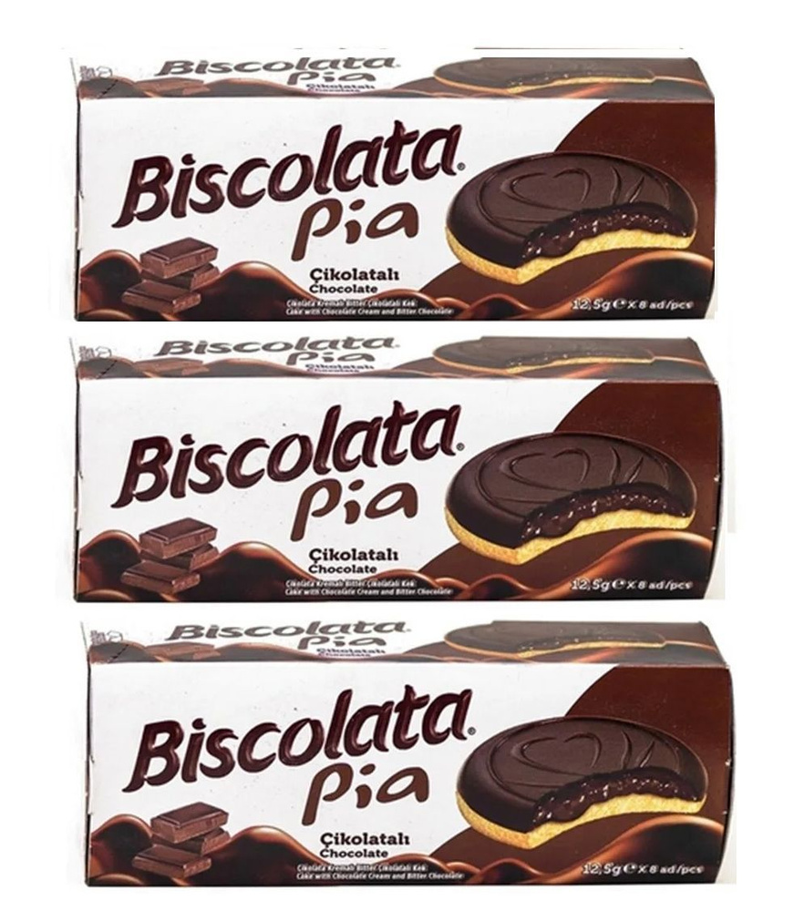 Biscolata Pia Kek Печенье с шоколадной начинкой 3шт по 100г #1