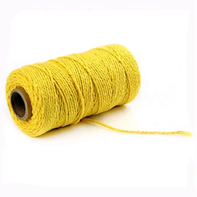 Шпагат хлопковый Kraftcom, 2мм х 50м (6шт), цвет - желтый / шпагат для вязания, веревка для плетения #1