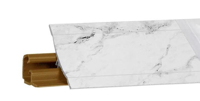 Плинтус мрамор белый для столешницы кухни, общая длина 3 метра, состоит из 2 частей по 1,5 метра, пластиковый, #1