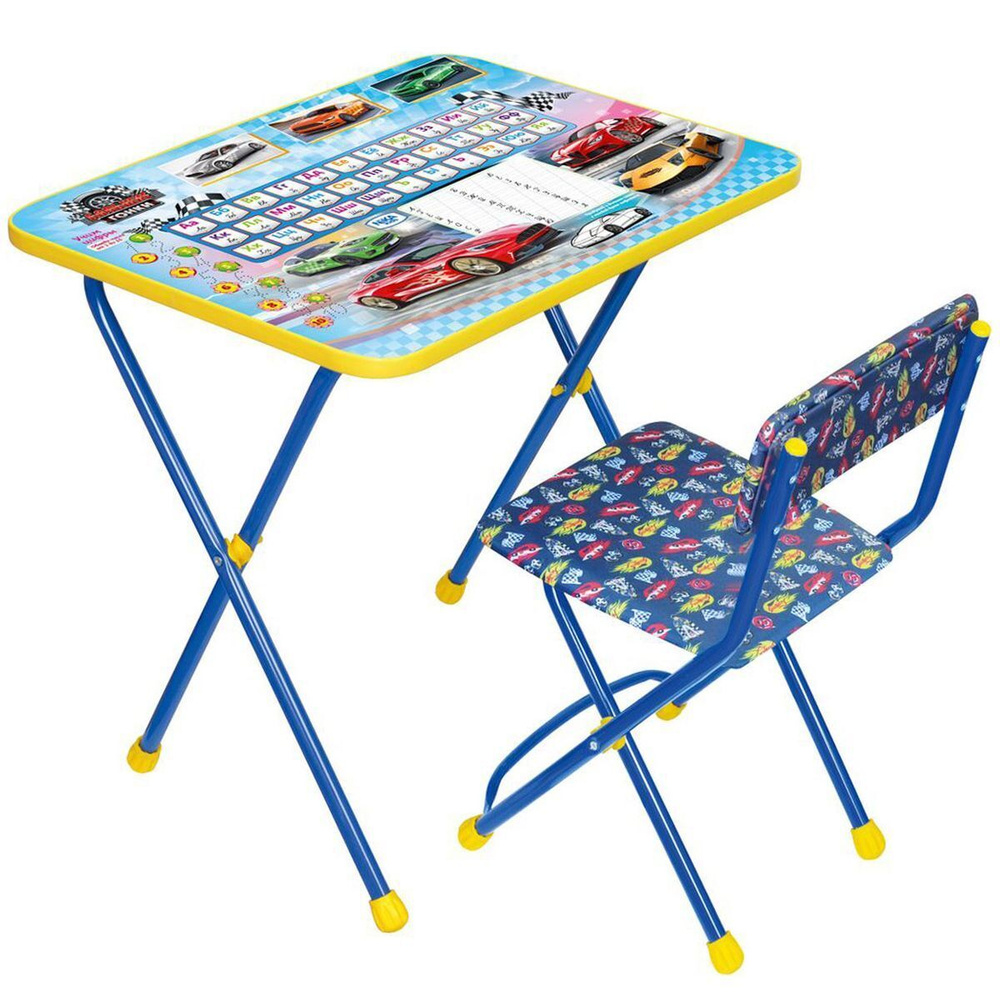 Мебель детская Nika, стол+стул мягкий, моющаяся, Познайка Большие гонки, мет-л, пласт, КП2/БГ  #1