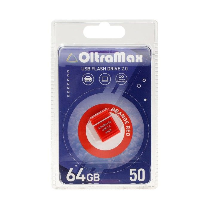 Флешка OltraMax 50, 64 Гб, USB2.0, чт до 15 Мб/с, зап до 8 Мб/с, оранжевая  #1