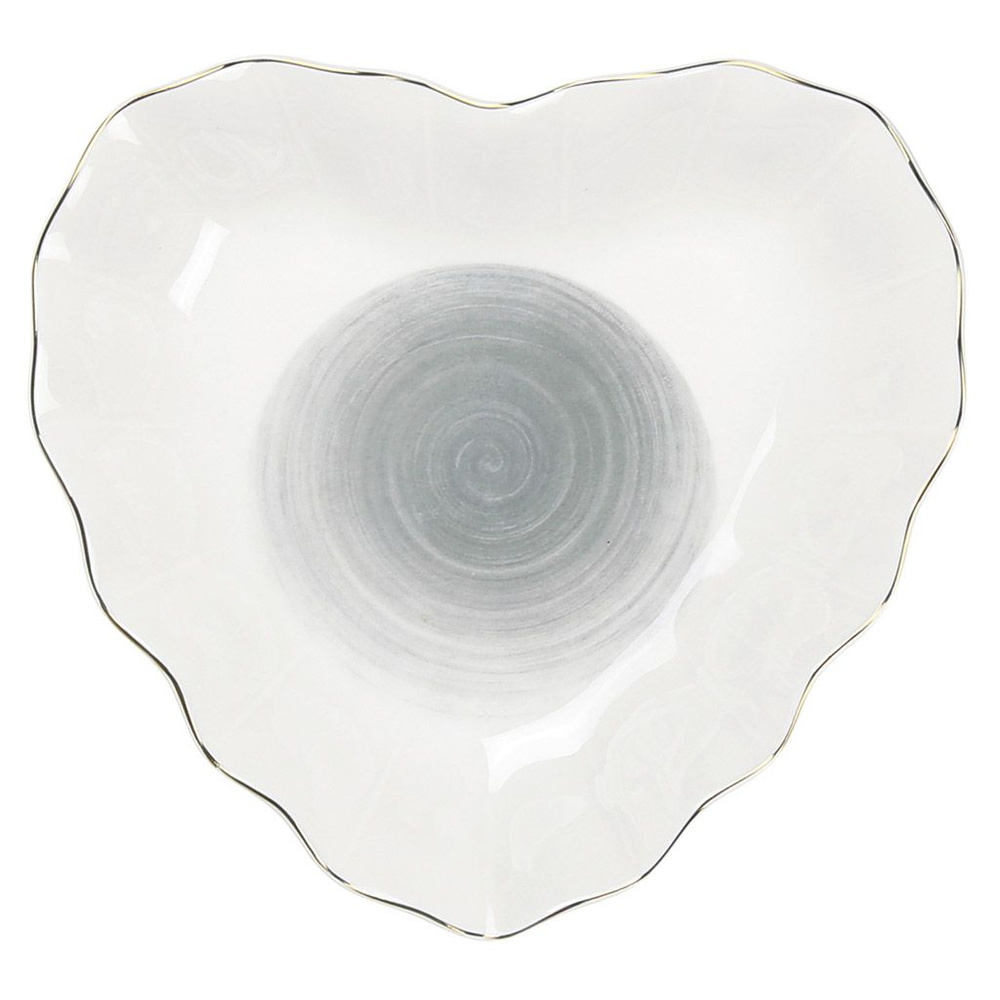 Домашняя мода Блюдо, 1 шт, Фарфор Белые ночи-сердце, диаметр 19 см  #1