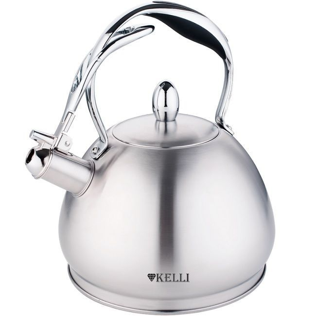 Металлический чайник со свистком для плиты, 3 л., нержавеющая сталь Kelli Келли 4340  #1
