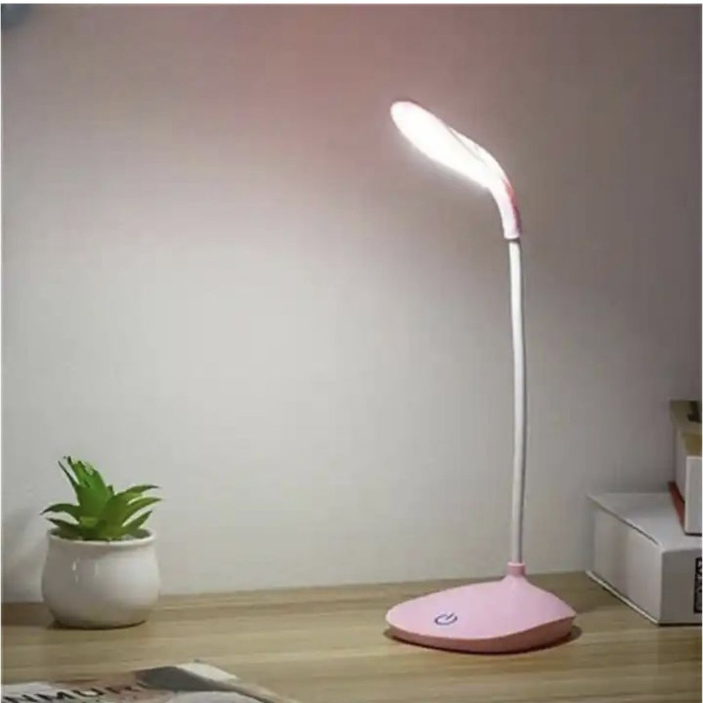 Настольная лампа с гибкой стойкой и сенсорным управлением, LED светильник автономный. розовый.  #1