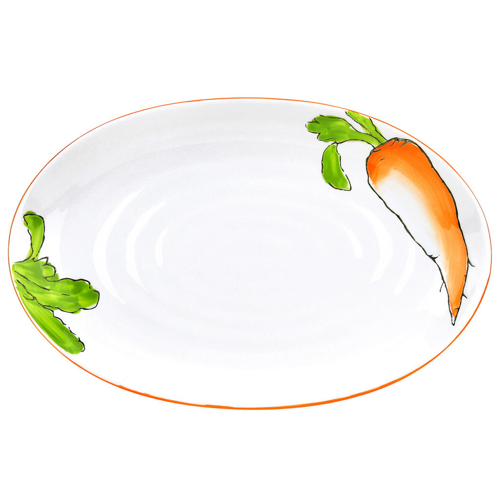 Блюдо овальное фарфоровое "Морковка" 308х198х35мм, подглазурная деколь  #1