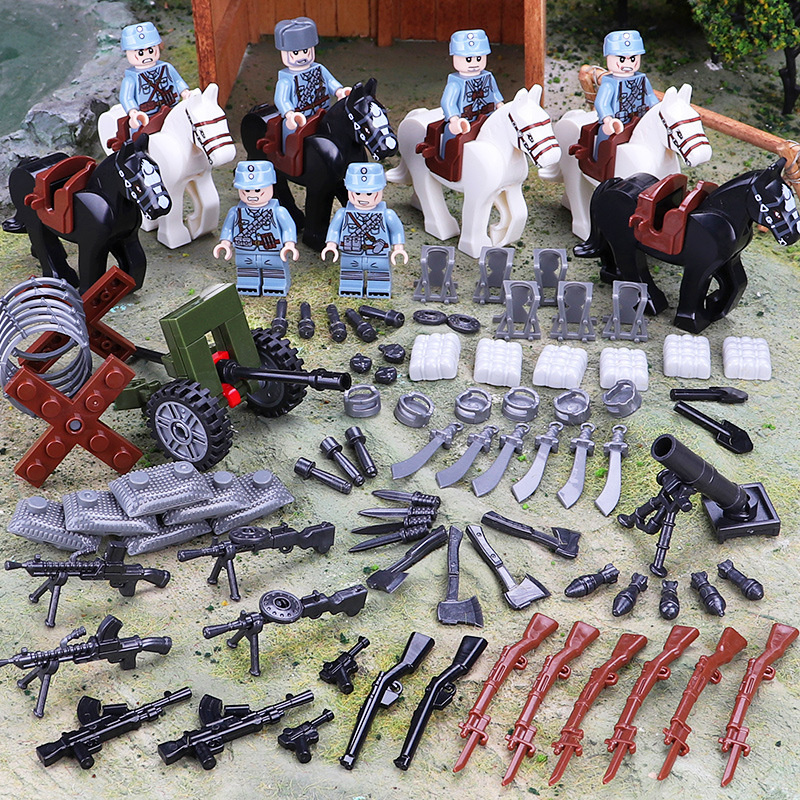 Лего солдаты Вторая Мировая Война 6 штук с оружием и атрибутами / лего фигурки / солдаты на лошадях / #1