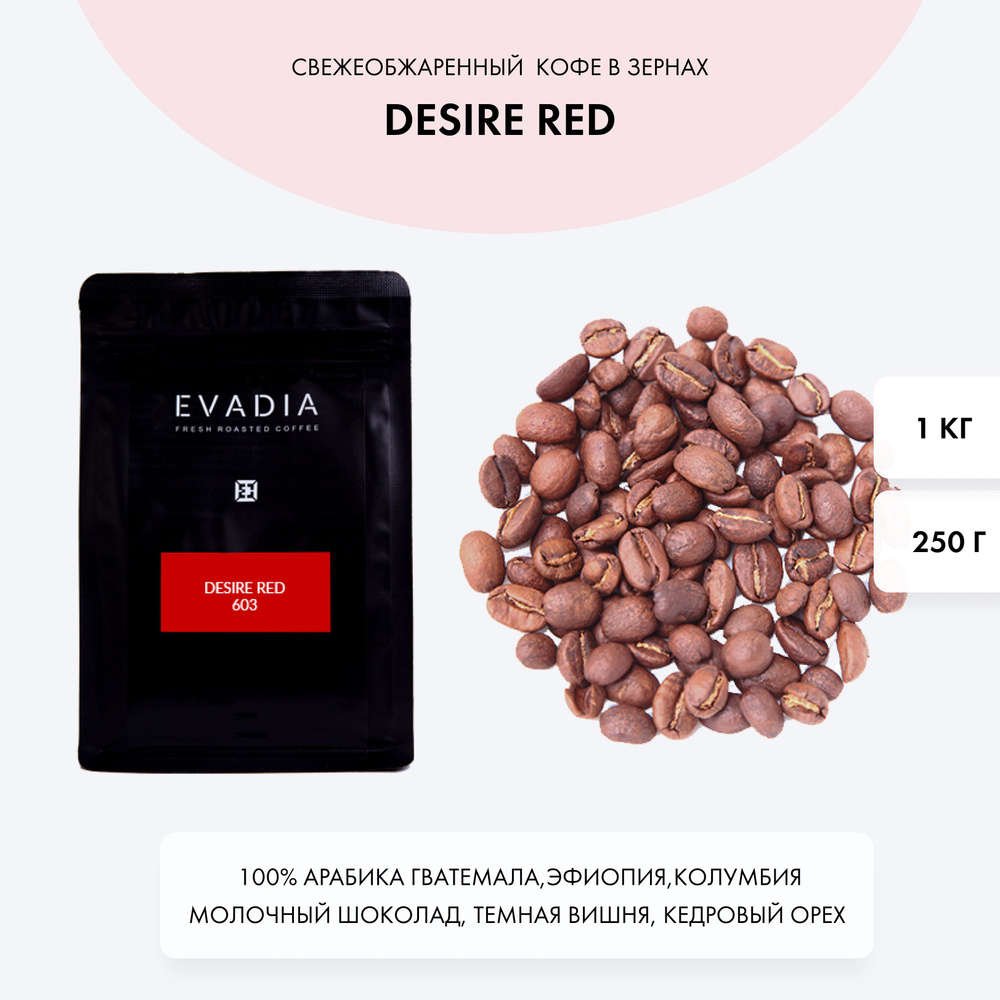 Кофе в зернах DESIRE RED, 1 кг, EvaDia, ОБЖАРКА В ДЕНЬ ОТГРУЗКИ, 100% арабика  #1