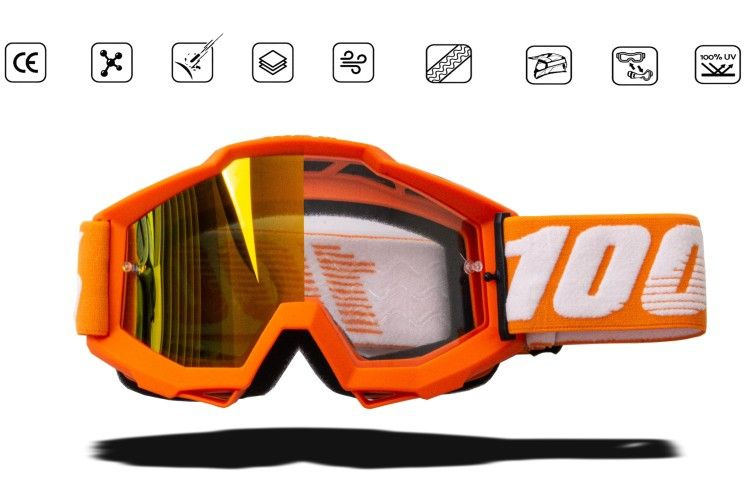 Очки мотокросс 100% оранжевая оправа #1