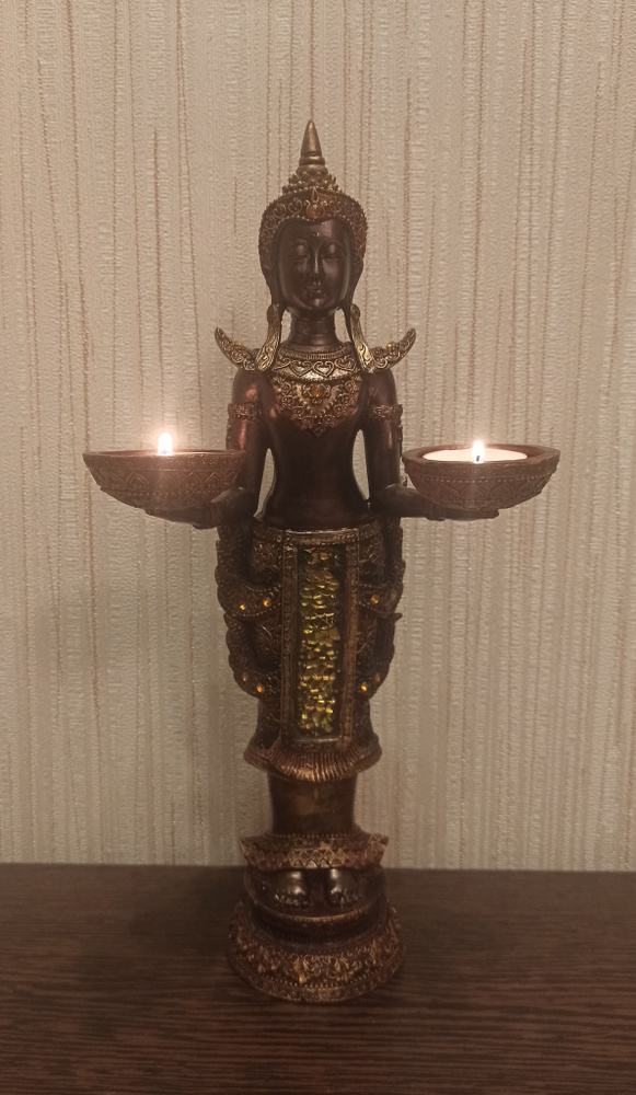 Статуэтка подсвечник с двумя свечами "Индийский Будда ", высота 33см  #1